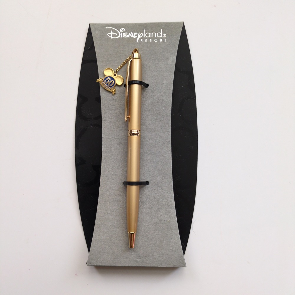 NIP Disneyland Resort Pen Gold 50th Anniversary Mickey Charm OS